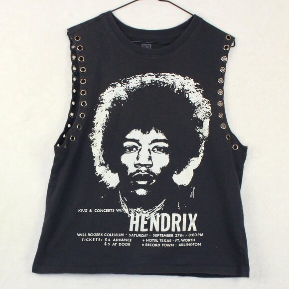 RCN Red Carpet Noir Designer Jimi Hendrix Sleeveless T-Shirt Women Large - Picture 1 of 6